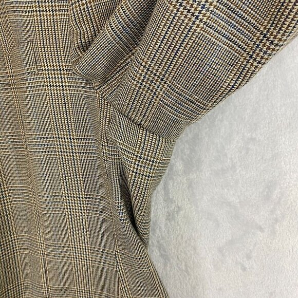 Brooks Brothers 1818 Madison Silk Wool Suit Jacket Size 42R Brown Blue Plaid - Picture 15 of 16